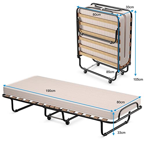 Klappbares Gästebett COSTWAY 80x190cm mit Matratze