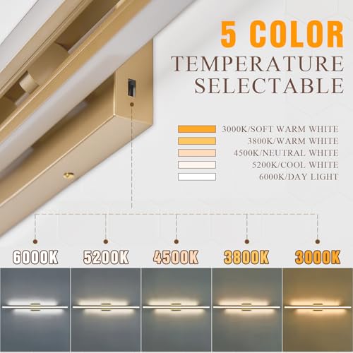 Image of 55 inch Long Vanity Light Gold Bathroom Wall Light Fixtures Long Vanity Lights Over Mirror Lighting Lamps Dimmable Bathroom Wall Mount Lighting Over Vanity Mirror