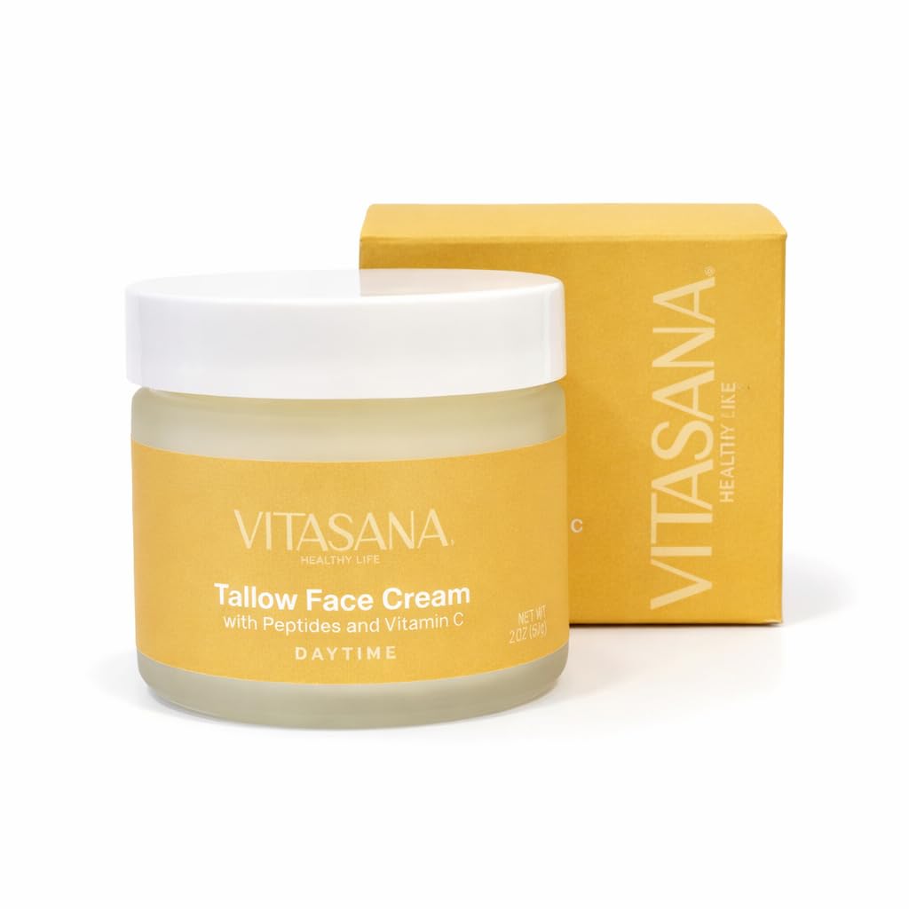 Tallow Face Cream Daytime – Brighten & Hydrate with scorbyl Tetraisopalmitate (Vitamin C), Lycium Barbarum (Goji Berry) Seed Oil & more – Nourishing Grass-Fed Tallow Face Cream – 2oz (57g)
