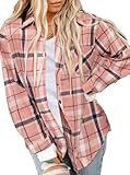 Asiertiy Womens Buffalo Flannel Plaid Shirts Jackets Button Down Boyfriend High Low Hem Tops Fall Clothes Fashion Outfits