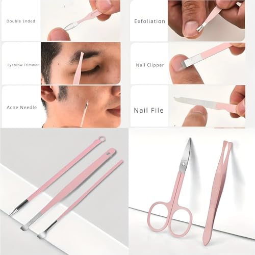 Image of Manicure Kit, Nail Cutter Kit Set - Stainless Steel Nail Clippers Set for Fingernails & Toenails - Sharp Grooming Tools for Men & Women - Compact Travel-Friendly Manicure Pedicure Set (pink 14 in 1)