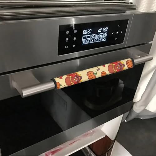 Image of Dreaweet Thanksgiving Turkey Refrigerator Door Handle Covers Set of 4,Antiskid Protector for Fridge Oven Dishwasher Keep Your Kitchen Appliance Clean from Smudges,Food Stains