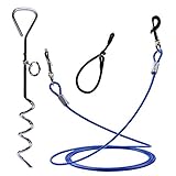 3PCS Dog Tie Out Cable and Stake, Pet Tie Out Cable, Stainless Spiral Stake and Adjustable Dog...