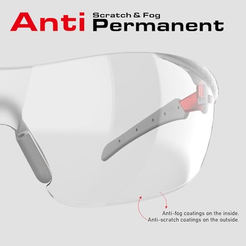 Image of Pickleball Safety Glasses Women Men, Protection, Classic Red | ANSI Z87.1, Anti-Fog & Scratch Resistant Goggles for Work, Racquetball, Squash