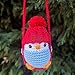 Handmade Crochet Red Hat Penguin Car Accessories, Hand Knitted Rear View Car Mirror Hanging, Hand-Woven Decoration (Red hat Penguin)