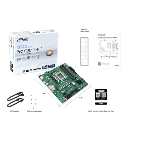 Image of ASUS Pro Q870M-C-CSM Micro-ATX mATX Q870 Business Motherboard with Intel Core Ultra Processors (Series 2) & Intel vPro Support and Enhanced Security, Reliability and Manageability
