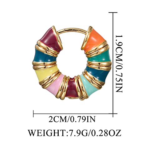 Enamel Bamboo Hoop Earrings Colorful Dripping Oil Huggie Earrings Circle Vintage Trendy Huggy Earrings Jewelry for Women4