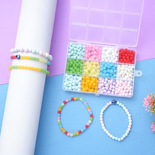 Image of Ambitieux DIY Bracelet Making Kit for Girls - 12 Types Colorful Beads with Charms, Elastic Thread, Earrings, Clasps & Rings - Jewellery Craft Kit for Kids, Birthday Return Gift, Rakhi Special Set for 2 3 4 5 6 7 8 9 10 years (6mm Moon matt)