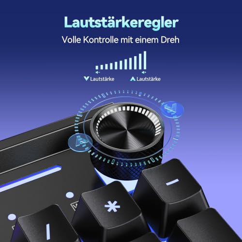TECKNET Gaming Tastatur, Metallgehäuse Membrantastatur mit Lautstärkeregler – Ansicht 2