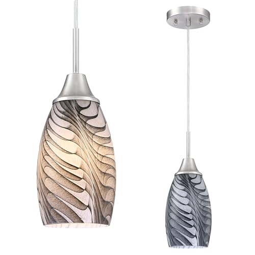 Image of Viinew Mini Glass Pendant Light,1-Pack Gray Marble Glass Hanging Light