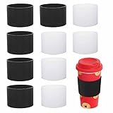 Auswalar 10 PACK Heat-resistant Silicone Nonslip Coffee Cup Reusable Glass Bottle Mug Cup Sleeve for Hot Drinks