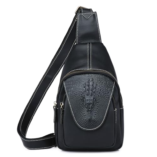 Genuine Leather Sling Bag for Men Women Backpack Chest Shoulder Satchel Crossbody Bags Casual Outdoor Daypack