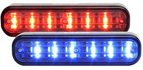 Whelen ION Duo Linear-LED Light Head with Scan-Lock Flash Patterns - Hood Grille & Universal Mount - Red/Blue Part# I2J