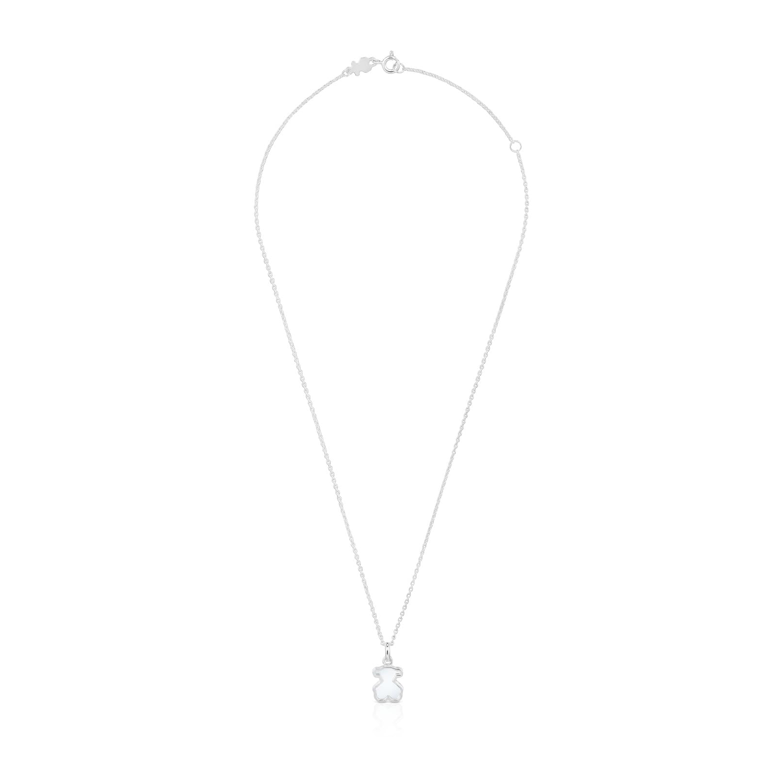 TOUS Collar Corto para Mujer de Plata de Primera Ley y Metacrilato blanco, Colección Galaxy