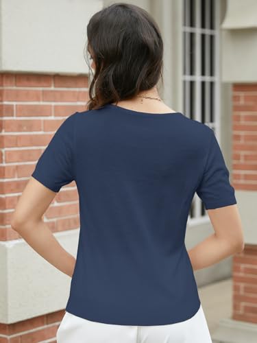 Image of DAIMIDY Women's Short Sleeve Sweaters Lightweight Summer Sweater Casual Knit Pullover Tops