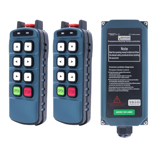 SIFAYUDG HR-6SK Crane Remote Control Single Speed Wireless Hoist Remote Control Kit 12-440V 6 Button Industrial Remote Control for Container Lifters Construction Cranes (2 Transmitter & 1 Receiver)