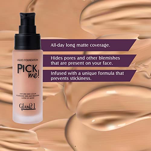 Image of Glam21, Pick Me! Matte Foundation for Non-sticky Instant Spotless Glow with Long Day Matte Coverage | Increase Skin Breathability | F6514, Shade-05