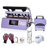 PlanetFlame Tumbler and Hat Heat Press Machine, 2-in-1 Combo Machine for Cup and Cap with Gloves and High Temp Heat Resistant Tape for 11oz-30oz Sublimation Tumbler and All Caps, Purple