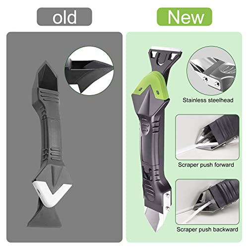 5-in-1 siliconen afdichtgereedschap van hoogwaardig roestvrij staal, afdichtmiddel, voegenschraper, hergebruiken en vervangen van 5 siliconen pads, voor keuken, badkamer, raam, gootsteen - Afbeelding 4