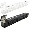 2 Pack Weekly Pill Organizer, Large 7 Day Pill Case, Daily Vitamin Case Medicine Box, AM/PM Pill Containers for Medicine Supplements Fish Oil（White & Black）