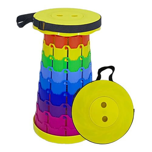 BTtime 折りたたみ椅子 伸縮式 アウトドアチェア 折り畳み式 キャンプ椅子 キャンプスツール 軽量 防水 持ち手付き 持ち運び便利 1秒開閉可能 耐荷重200KG 釣り/観戦/花火大会/屋内/屋外用（イエロートップ・カラーコア）のサムネイル