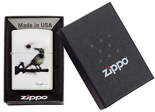 Encendedor Zippo Spazuk pájaro con rosa blanco mate miniatura 6