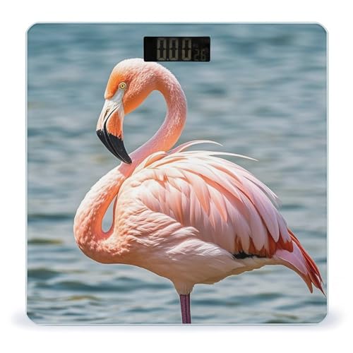 Báscula Digital de Baño Rosa Flamingo con Vidrio Templado miniatura 1
