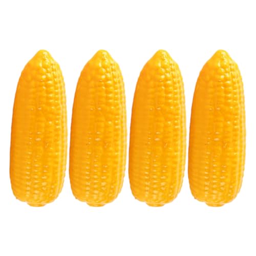 Alipis 4pcs Artificial Corn Lifelike Corn Plastic Corn Cob Fake Corn Realistic Corn Stalks Simulation Vegetable Decorations for Photo Prop, Green, Yellow