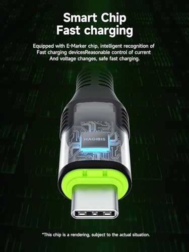 Image of Hagibis USB 4 Cable, 3.3ft Silicone USB C 240W Fast Charging Cable with 8K@60Hz 40Gbps Data Transfer Thunderbolt 4 /3 Video Cord for iPhone 15 /15 Pro Max, iPad, MacBook (90 Magnetic, Silicone)