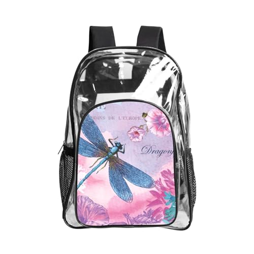Sac à livres transparent en vinyle épais imprimé fleurs roses avec coutures renforcées