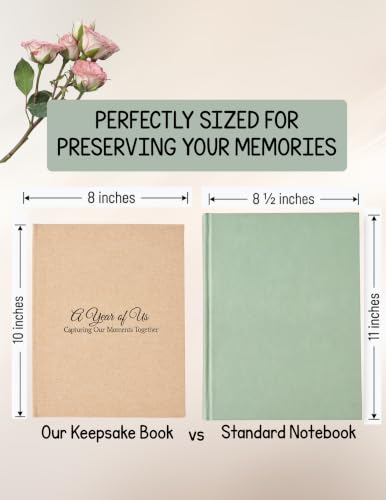 Libro de recuerdos para el primer aniversario, 60 páginas con encuadernación en espiral dorada, cubierta de lino y diseño con corazones, ideal para scrapbook y regalo personalizado miniatura 6