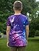 uideazone Boys Shirts Size 6 7 8 Girls Purple Galaxy Space T-Shirts Kid Short Sleeve Tees Graphic Clothes Tops Birthday Cool 6-8 Years