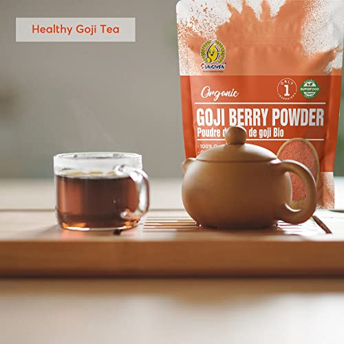 Sungiven Goji Berry Powder, Organic, Premium Goji Berry, Origin From Ningxia Plain, Natural Superfood, Vitamin C For Antioxidant, Eye Health, Non-Gmo, Kosher, Gluten-Free, Sulfite-Free, 8 Oz (227 G) #TOP4