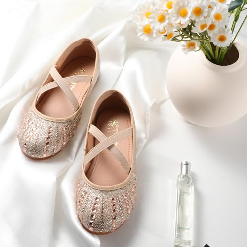 Girls' Sparkling Princess Party Shoes with Rhinestones — Mary Jane Dress Shoes with Flat Soles, Perfect for School Dances and Back-to-School Celebrations3