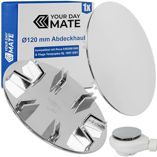 Tapa para desagüe de ducha, Ø 120 mm, compatible con juego de desagüe Roca y Viega Tempoplex, sustituye al modelo A503881000, 6956.0, 192 730, para plato de ducha con orificio de desagüe Ø 90 mm