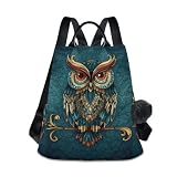 ALAZA Mochila feminina étnica boho com estampa de coruja, bolsa de ombro moderna antirroubo