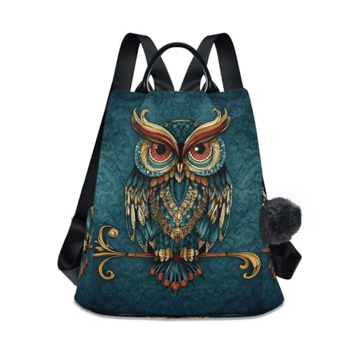 Image of ALAZA Owl Print Ethnic Backpack Purse for Women Anti Theft Fashion Back Pack Shoulder Bag