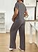 BLENCOT Maternity Matching Sets Lounge Set 2 Piece Outfits Adjustable Long Pants Short Sleeve Pregnancy Clothes Summer Loungewear Pajamas Sets Carbon Grey M