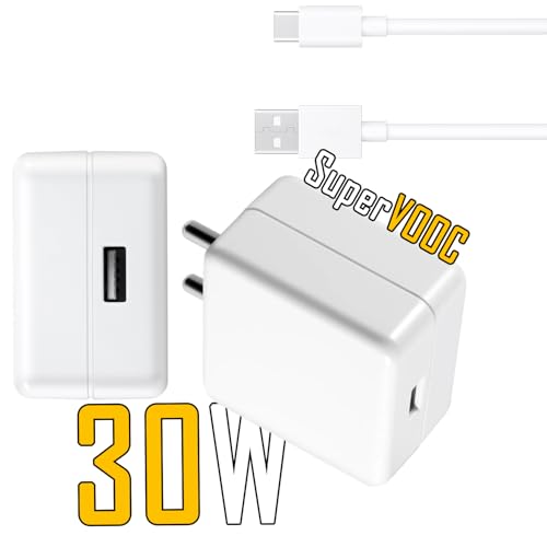 Image of Original 30W Adapter & USB-C Cable Compatible with RealMe P1, P3, P3 Pro (Adapter & Cable)
