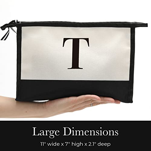 Monogrammed Gifts For Women Initial Monogram Personalized Gifts Cosmetic Bag Travel Makeup Bag Suitable For Wedding Birthday Beach Holiday Gift For Women Mom Teachers Friends Bridesmaids, Letter T #TOP2