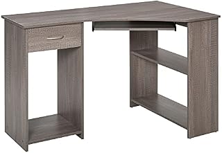 HOMCOM L-Shaped Corner Computer Desk w/ 2 Shelves Wide Worktop Keyboard Tray Drawer & CPU Stand Home Office Study Bedroom Furniture Grey 120 x 70 cm