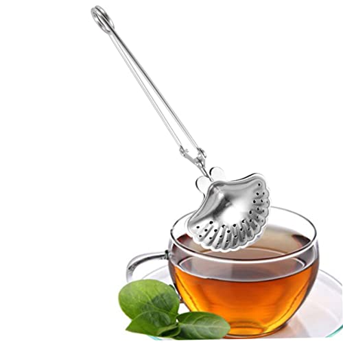 Unomor 2pcs Tea Infuser Strainer Shell Shape Tea Ball Long Chain Leak-proof Tea Filter for Loose Leaf Tea Easy to Use and Cle