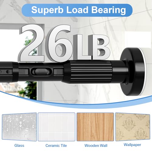 Image of 2Pack Long Tension Rod 41-144inch Black Tension Curtain Rods no Drilling | 1.26 inch Diameter Outdoor Curtain Rod for Patio,Windows,Anywhere Heavy Duty Spring Rods Adjustable