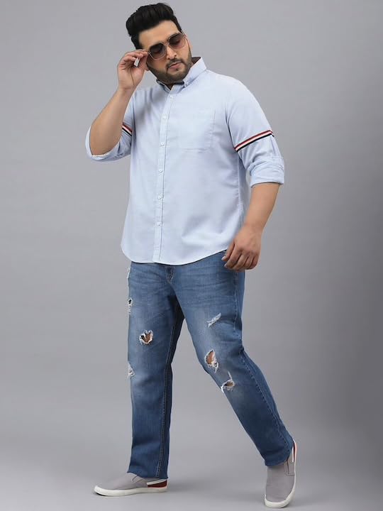 Image of Plus line Men Plus Size Stylish Solid Casual Shirts