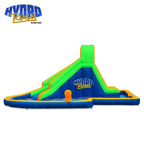 Blast Zone Hydro Rush - Inflatable Water Park With Blower - Curved Slide - Splash Area - Water Cannon - Climbing Wall #TOP6