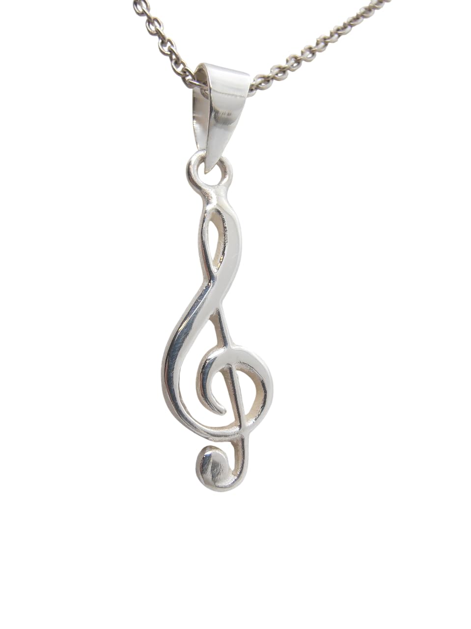 Chiave di Violino : Ciondolo e Catenina in Argento 925 - Pendente con Girocollo - Musica - Musicista - Note Musicali