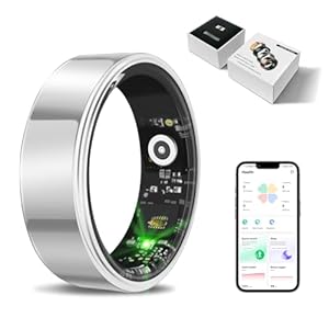 ALVOD Smart Ring Health Tracker for Women Men, Fitness Ring with Heart Rate Monitor, IP68 Waterproof Sleep Tracker – Silver(9#)