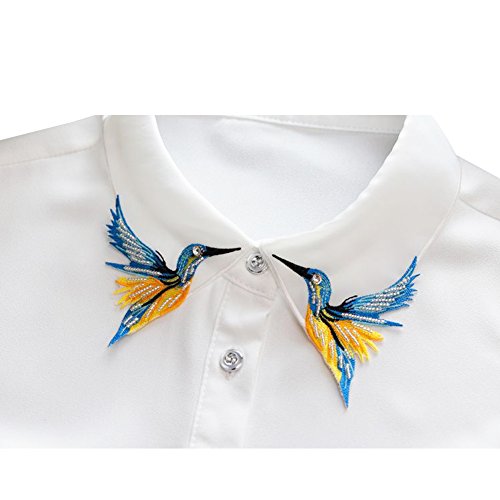 Shinywear Beads Embroidered False Shirt Collar Casual Detachable Lapel Retro British Dicky White4