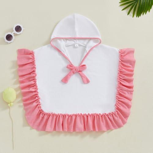 Toddler Baby Terry Swim Cover Up Little Girls Ruffle Swimsuit Coverup Bathing Suit Pool Beach Cute Bow Hooded Cloak2