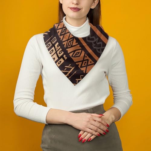 African Mud Cloth Tribal Head Scarf Like Silk Scarf Lightweight Fashion Satin Hair Bandanas for Women Boho Headscarf Hair Wrap Bandana Headband Handkerchief Silk Scarves for Bag Purse Neck 18 Inch4